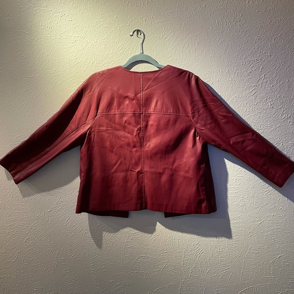 Chico’s maroon burgundy Faux Leather Moto Jacket - Picture 3 of 6